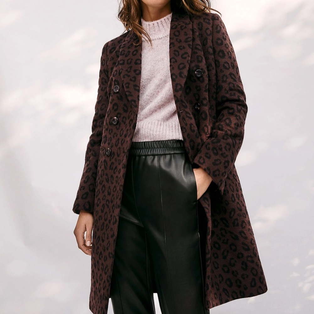 NWT Ann Taylor Leopard Chesterfield Coat
